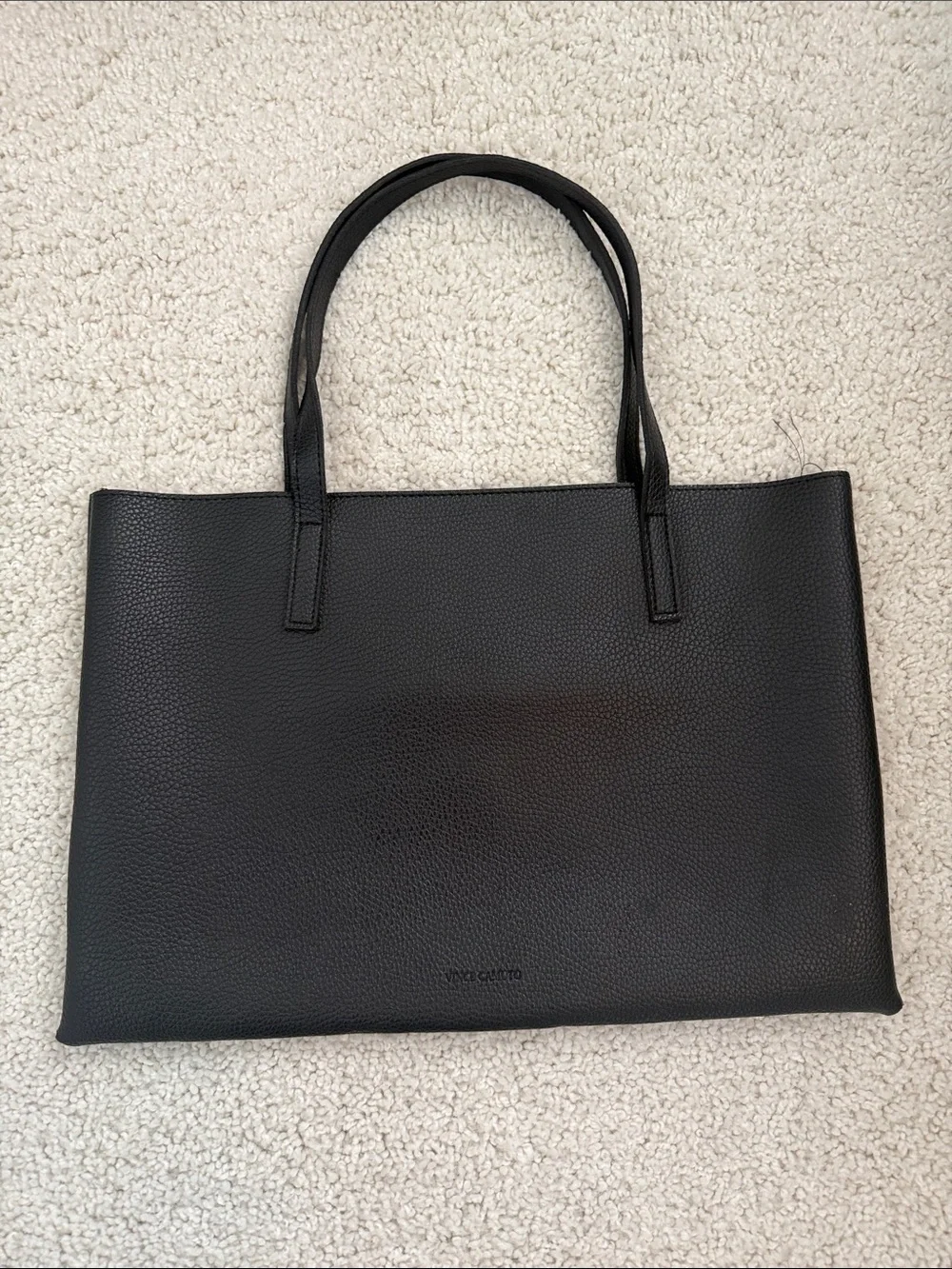 Black Tote Bag with Gray Center Stripe